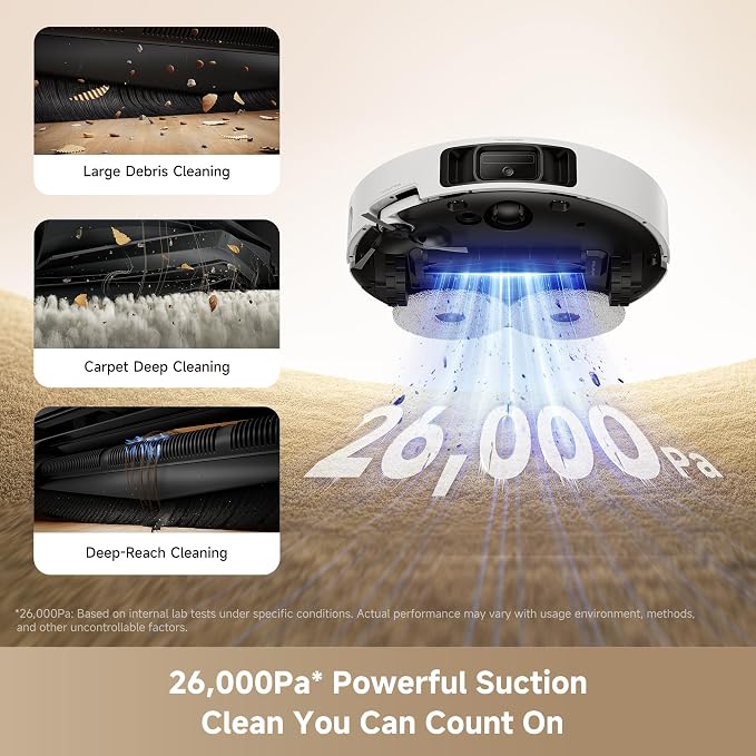 Mova P10 Pro Ultra Gen 2 Robot Vacuum and Mop, 26,000Pa Suaction, 212°F Hot Water Auto Mop Washing, 1-Hour Hot Air Drying, Extenable Mop, All-in-One Dock, Triple Anti-Tangle System for Home - Image 2