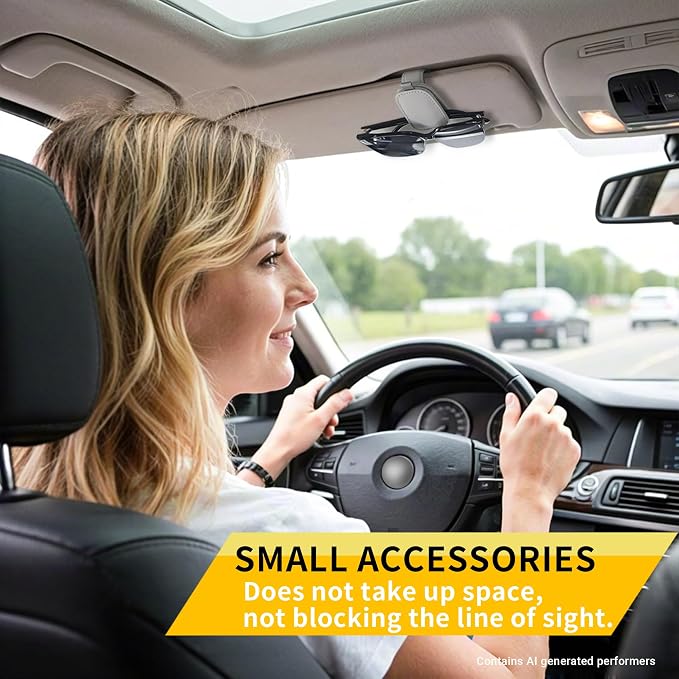 Yuoyar Magnetic Leather Sunglasses Holder for Car, 2 Packs (Silver Grey) | Magnetic Car Visor Accessories - Image 5
