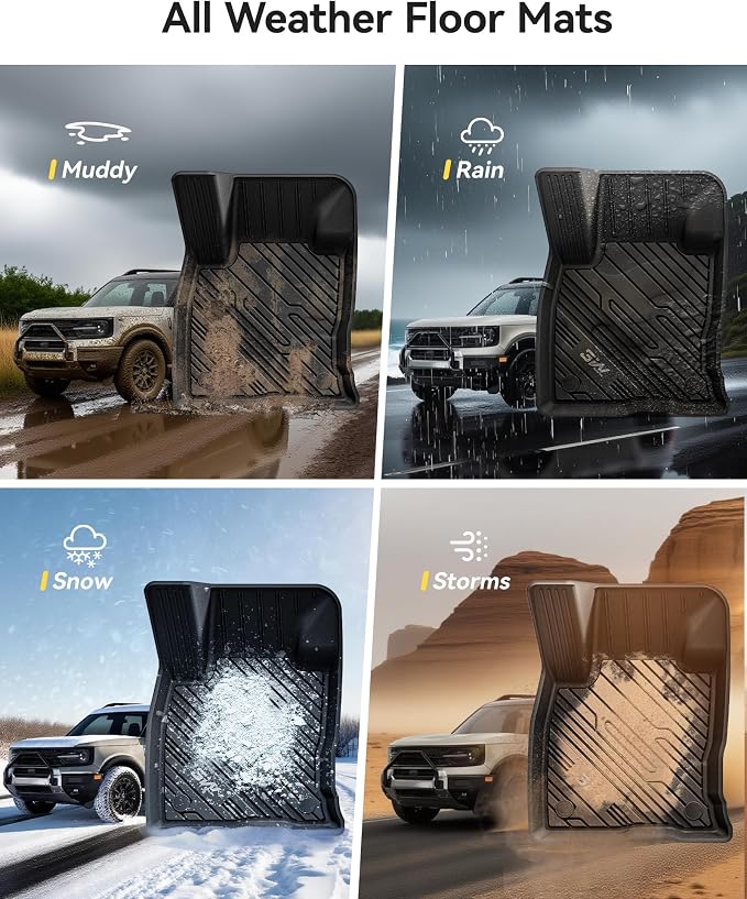 3W Floor Mats Fit for Ford Bronco Sport 2021-2025 2026 All Weather TPE Car Accessories Custom Fit Full Set Ford Bronco Sport Car Mats (Not for Bronco & Rubberized Floor & Outer Banks) - Image 7