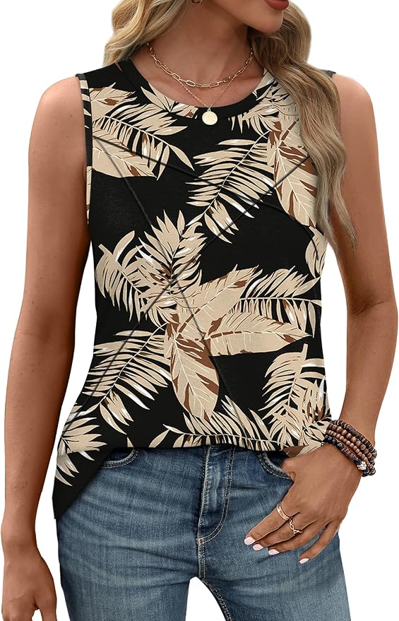 WIHOLL Women's Sleeveless Summer Crewneck Loose Fit Tank Tops - Image 2