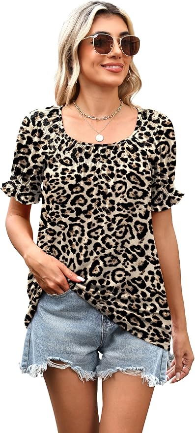 WIHOLL Womens Short Sleeve Square Neck Summer Tops Dressy Casual Blouses Trendy Clothes 2026 - Image 5