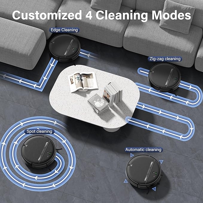 Robot Vacuum and Mop for Pet Hair, 2-in-1 Robot Vacuum Cleaner for Hard Floors&Carpets with 2.87'' Slim Design, Wi-Fi/App/Voice Control, 3D Obstacle Avoidance & Self-Charging - Image 4