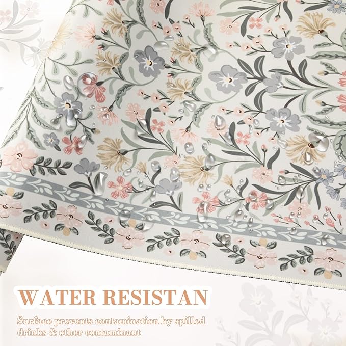 iCasso Desk Mat for Women Desk Accessories, 35.4x15.7in,Cozy Gray Floral | Back to School XXL Large Mouse Pad, Anti-Slip Big Mousepad with Stitched Edges,Smooth Water-Resistant - Image 5