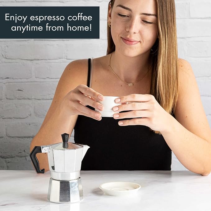 Primula Classic Stovetop Espresso and Coffee Maker, Moka Pot for Italian and Cuban Café Brewing, Greca Coffee Maker, Cafeteras, 3 Espresso Cups, Silver - Image 6