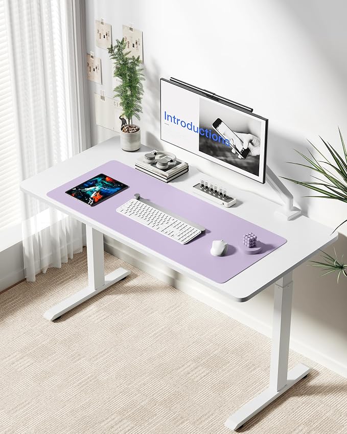 YSAGi Leather Desk Protector, Office Mat, Large Mouse Mat, Non-Slip PU Leather Blotter, Laptop Desk Mat, Waterproof Writing Pad for Office and Home(Light Purple, 42" x 17.2") - Image 2