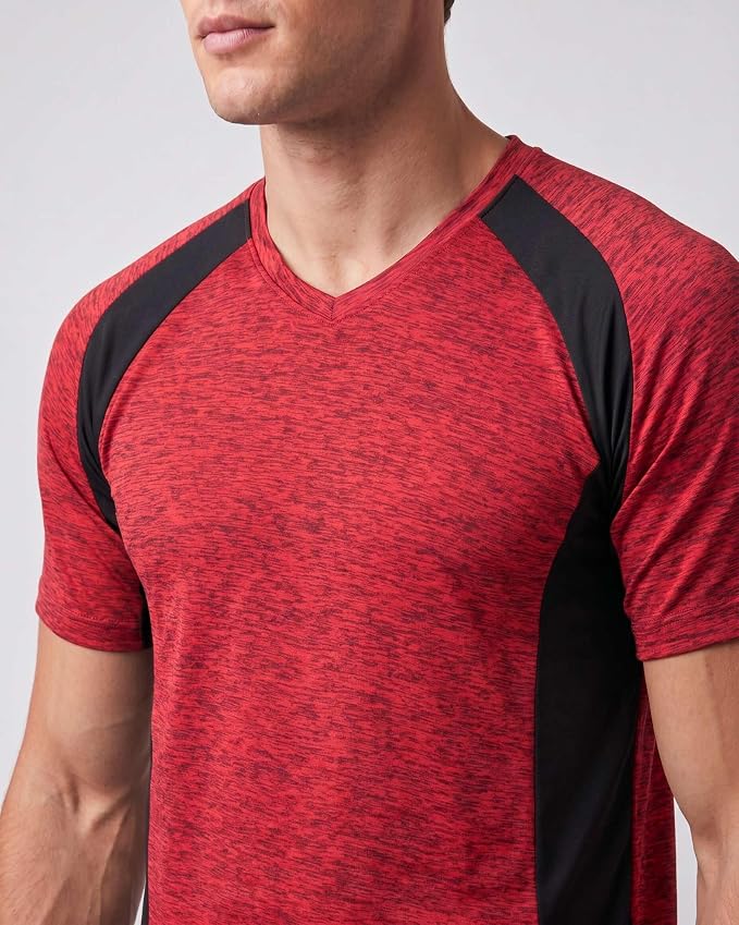 5 Pack Men's Dry Fit V Neck Gym Workout T Shirts Athletic Moisture Wicking | Cooling, Quick Dry, Breathable, Short Sleeve, Exercise, Cycling, Sports, Outdoor, Fitness, Golf, Crossfit, Hiking, Tennis - Image 3