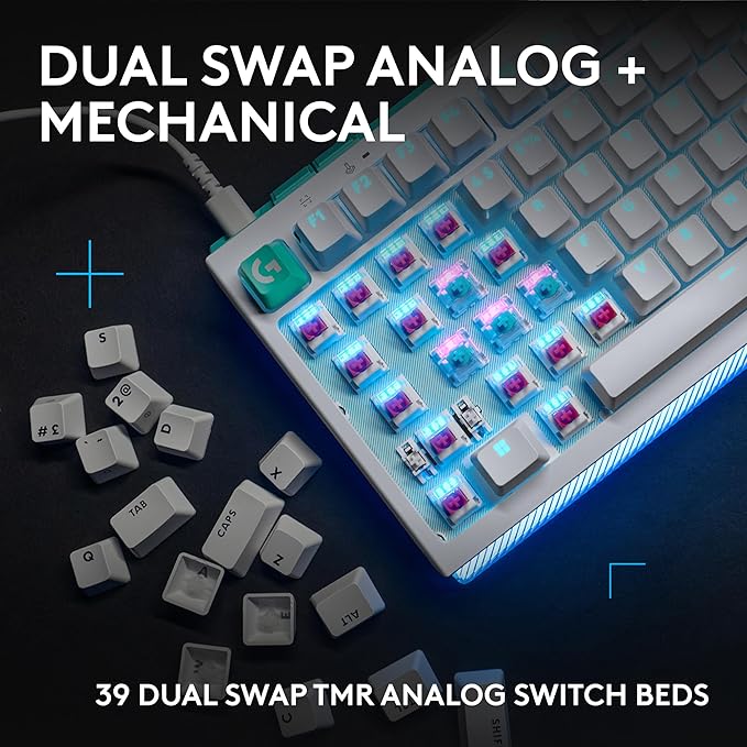 Logitech G512 X 75 TMR + Linear Switch Mechanical Gaming Keyboard - White | Hot-Swappable 9x TMR Rapid Trigger + Linear Mechanical Switches, Gasket, PBT Keycaps, <8K, LIGHTSYNC RGB, for PC & Mac - Image 2