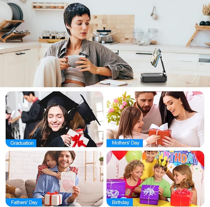 TechGlow Foldable Cellphone Stand with Bluetooth Speaker Charging Function 360° Rotatable Phone Stand Birthday Gifts for Men Women Mother Father Cool Tech Gadgets - Image 7