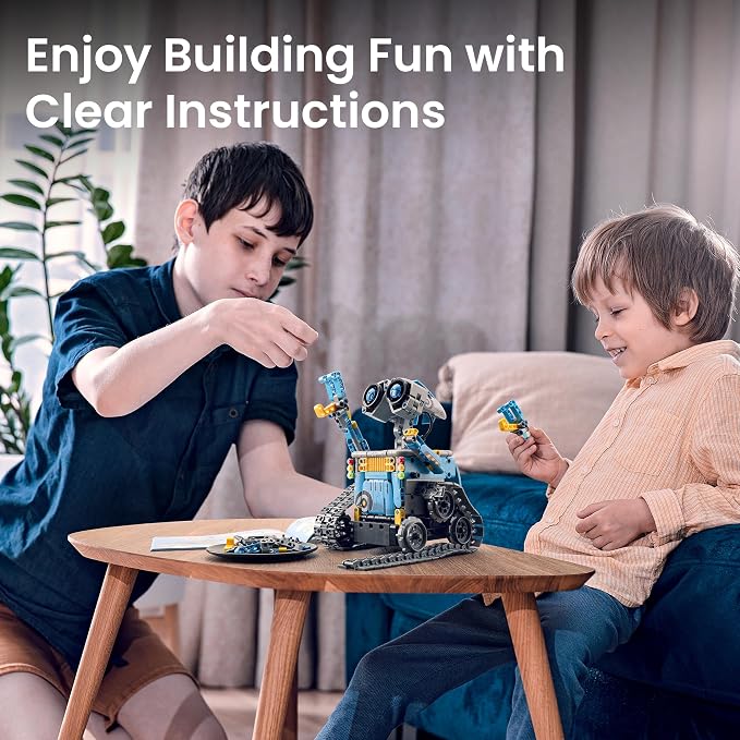 Sillbird Building Robot Kit with Remote Control STEM Gift for Boys Age 8-12 | Coding Robotic Toys, Educational Birthday Presents, App-Controlled, Build 5in1 Models, Rechargeable Blue Bot Set, 488 Pieces - Image 7