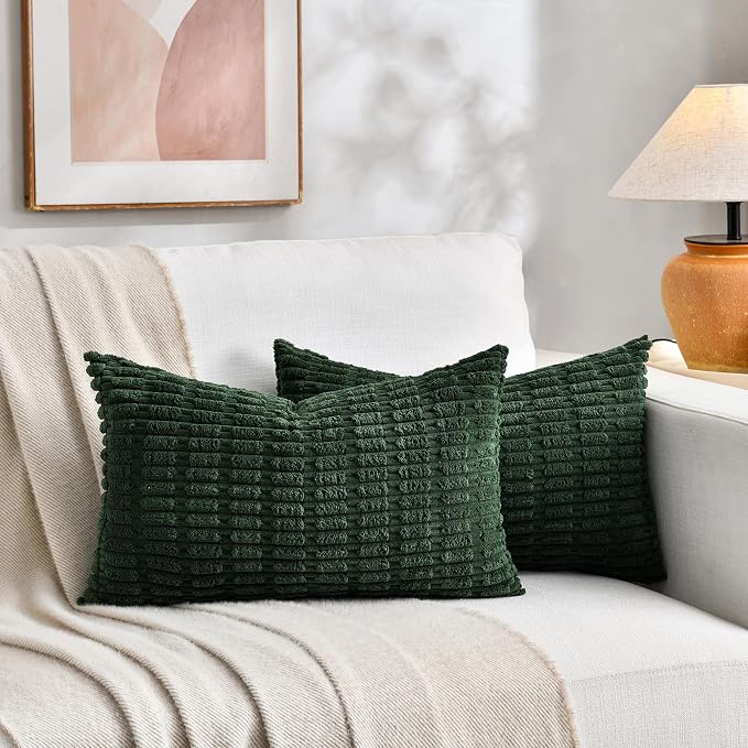 Fancy Homi 4 Packs Decorative Throw Pillow Covers for Living Room Couch Bed, Modern Farmhouse Boho Home Décor Accent Cushion Case, 20" x 12", Green Series - Image 5
