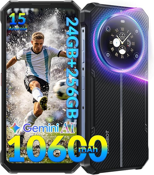 F0SSiBOT F109S Unlocked Rugged Phone, 10600mAh Battery 24GB RAM 256GB ROM (2TB Exp.), 6.74" FHD+ & 1.32" Dual Screen Android 15 Smartphone, 50MP AI Camera, IP68 Military Cell Phone-T-Mobile by FOSSIBOTSolarGenerator