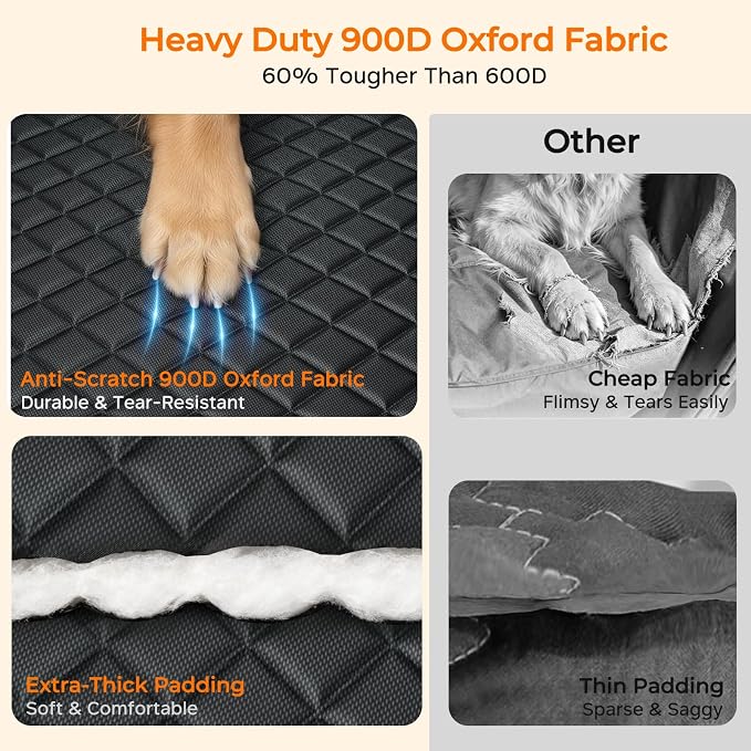 URPOWER 900D Heavy Duty Scratch Proof Dog Car Seat Cover for Pets 100% Waterproof Seat Cover Hammock Nonslip Durable Soft Back Seat Covers for Cars and SUVs - Image 2