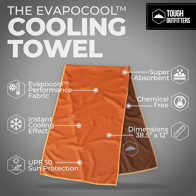 Tough Outdoors Cooling Towels for Neck Face - Neck Cooling Towel for Hot Weather Yoga Sports Golf Sweat - Instant Cold Towel - Image 4