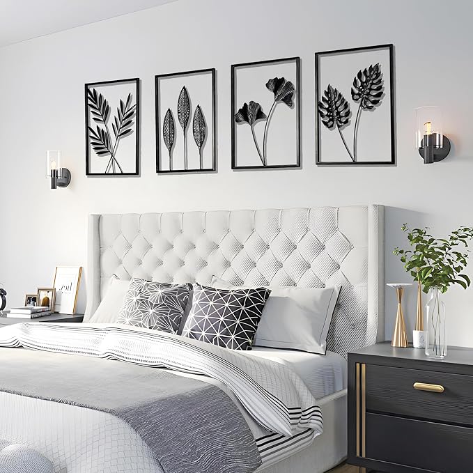 QXSXKJ Black Metal Wall Decor Framed, 3d Modern Metal Wall Art with Light, Minimalist Abstract Black Line Art DéCor, 4 Piece Home Art for Living Room Bedroom Bathroom - Image 9