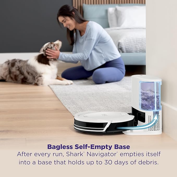 Shark Navigator | Robot Vacuum Cleaner with Powerful Suction for Pet Hair, Rugs, Carpets & Hard Floors | Bagless Self-Empty Base | 30-Day Capacity | SmartPath LiDAR Navigation | White | AV2110S ​ - Image 5