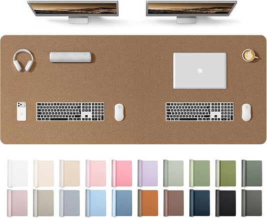 YSAGi Leather Desk Protector, Office Mat, Large Mouse Mat, Non-Slip PU Leather Blotter, Laptop Desk Mat, Waterproof Writing Pad for Office and Home(Shiny Bronze, 63" x 24") by YSAGi