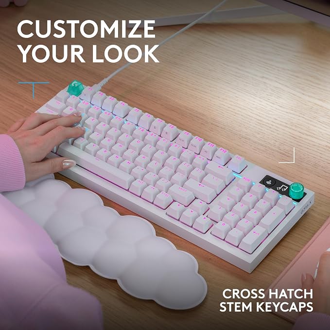 Logitech G316 X 98 Mechanical Gaming Keyboard (Linear) - White | Hot-Swappable Linear Mechanical Switches, Gasket Design, PBT Keycaps, <8Khz, LIGHTSYNC RGB, Dot-Matxix LED Display, USB-C - Image 8