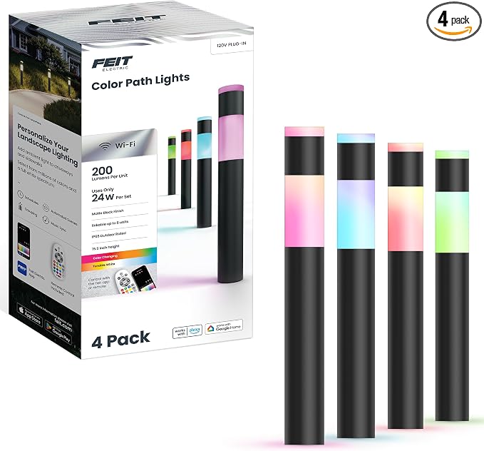 Feit 3026437 Black Plug in & Remote 6W LED Pathway Light - 4 per Pack by FeitElectricCompany