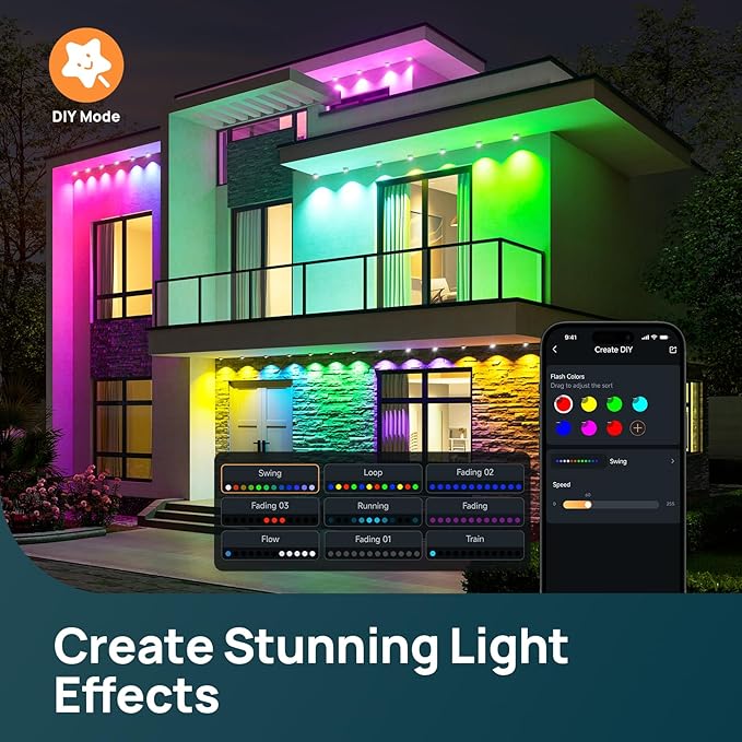 Linkind Permanent Outdoor Lights HP5, 100ft Smart AI RGBTW LED Outdoor Lights for Eave, 85 Scenes Modes, IP67 Waterproof, Works with Alexa,Google Assistant - Image 3
