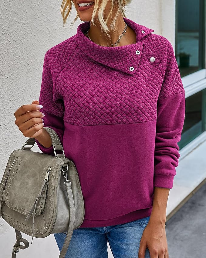 BTFBM Women Fashion Quilted Pattern Lightweight Zipper Long Sleeve Plain Casual Ladies Sweatshirts Pullovers Shirts Tops - Image 6