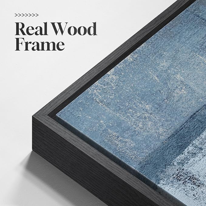 Framed Blue and Grey Abstract Wall Art, 3 Piece Modern Canvas Prints Paintings Artwork for Walls, Minimalist Abstract Block Pictures for Living Room Dining Room Lounge Bedroom Wall Decor 16x24 In - Image 5
