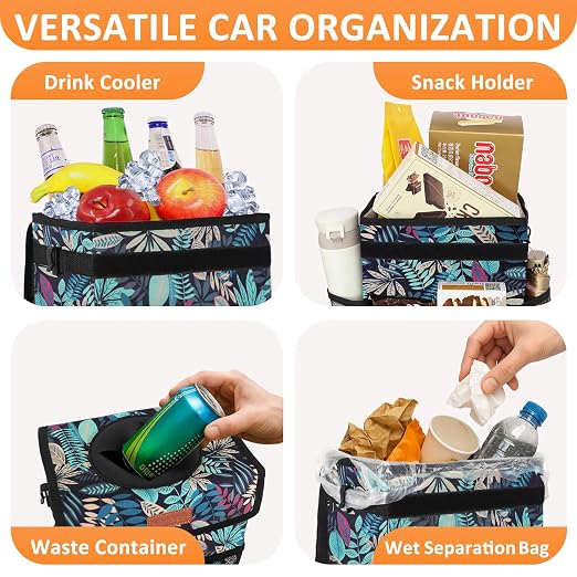 Vankor 3 Gallons Car Trash Can with Lid, Bag Bin Hanging Waterproof Automotive Car Garbage Cans Leak Proof Vehicle Trash Can for Truck SUV,Colorful Leaves - Image 6