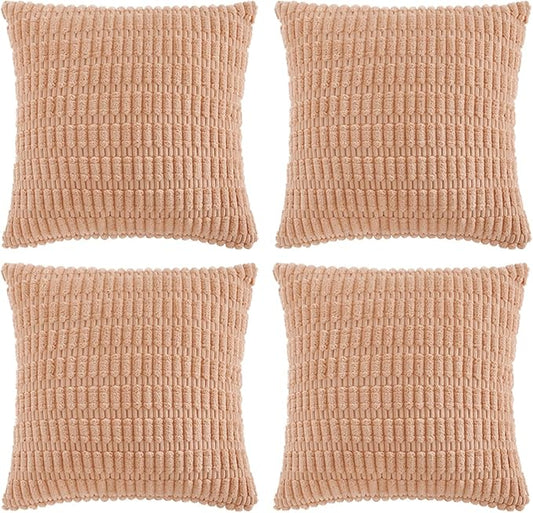 Fancy Homi 4 Packs Decorative Throw Pillow Covers for Living Room Couch Bed, Modern Farmhouse Boho Home Décor Accent Cushion Case, 16" x 16", Peach by Fancy+Homi