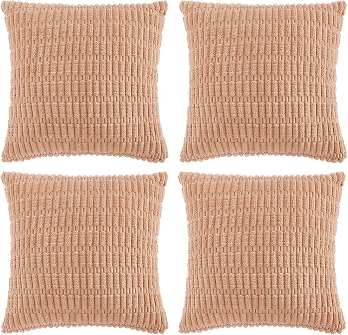 Fancy Homi 4 Packs Decorative Throw Pillow Covers for Living Room Couch Bed, Modern Farmhouse Boho Home Décor Accent Cushion Case, 24" x 24", Peach by Fancy+Homi