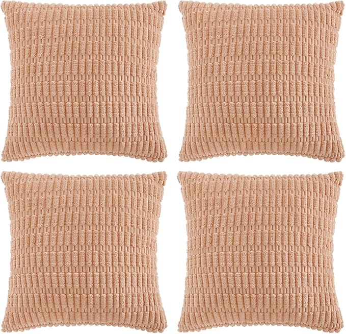 Fancy Homi 4 Packs Decorative Throw Pillow Covers for Living Room Couch Bed, Modern Farmhouse Boho Home Décor Accent Cushion Case, 26" x 26", Peach by Fancy+Homi
