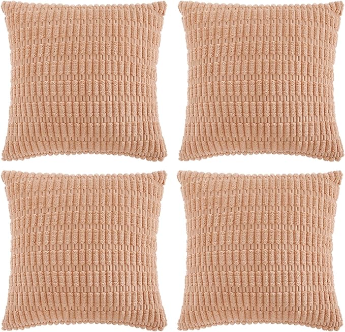 Fancy Homi 4 Packs Decorative Throw Pillow Covers for Living Room Couch Bed, Modern Farmhouse Boho Home Décor Accent Cushion Case, 22" x 22", Peach by Fancy+Homi
