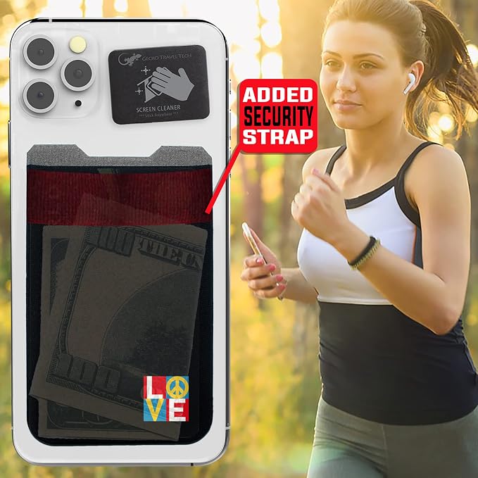 Phone Wallet - Adhesive Card Holder - Cell Phone Pouch - Stick on Lycra Pocket by Gecko - Carry Credit Cards and Cash - Image 6