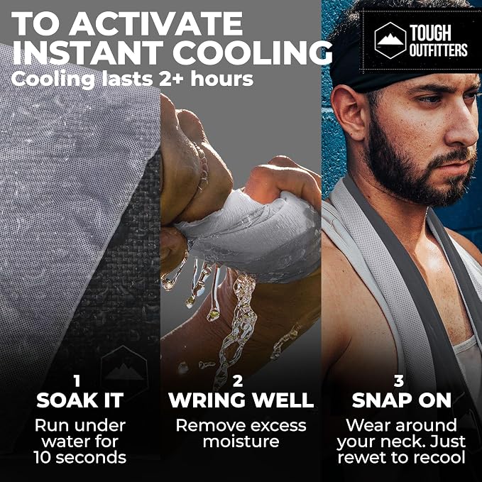 Tough Outdoors Cooling Towels for Neck Face - Neck Cooling Towel for Hot Weather Yoga Sports Golf Sweat - Instant Cold Towel - Image 3