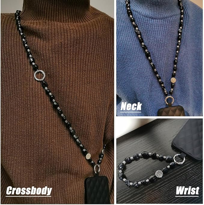 Phone Crossbody Strap, 2in1 Wrist Charm&Shoulder Lanyard,3Ways Usage free to Assembly and Disassembly Phone Strap with Tether Patches for Most Phones Bag Purse (M) - Image 4