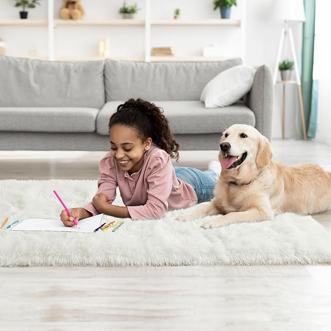 Tepook Soft Runner Rugs for Bedroom 2x6 ft with Rubber Backing, Cream Fluffy Rugs for Living Room, Shag Bedside Rug Fuzzy Plush Carpet for Room, Area Rug for Dorm Nursery Hallway Indoor Home Decor - Image 8