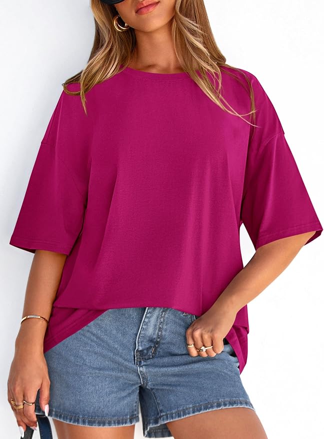 PRETTYGARDEN Womens 2026 Spring Going Out Tops Casual Short Sleeve Crewneck Loose Fit Basic Oversized T Shirts Summer Outfits - Image 2
