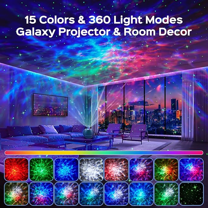 One Fire 360 Game Lights Galaxy Projector Gaming Accessories Gaming Room Decor Green Star Bluetooth Speaker+15 White Noise Man Cave Accessories Cool Gifts for Men Birthday Gift Cool Stuff for Teen Boy - Image 5