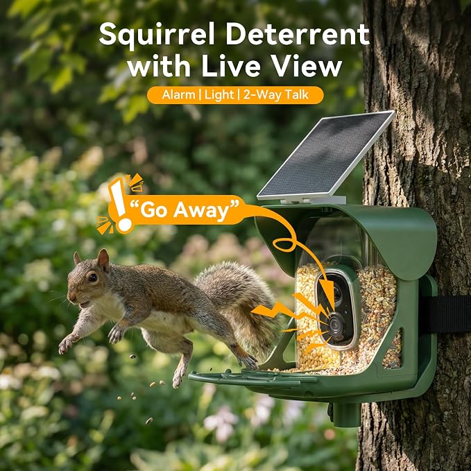 Smart Bird Feeder with Camera, AI Identify Birds Species, 2K HD Color Night Vision, IP65 Waterproof Solar Powered Bird Feeder with 142° Wide Angle, Auto Capture & Real-Time Notifications, Ideal Gift - Image 5