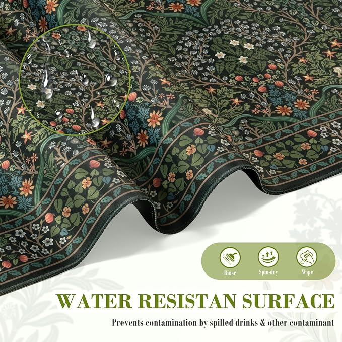 iCasso Retro Mouse Pad, Desk Pad Mat, Full Desk Large Mousepad, Green | 35.4x15.7in Anti-Slip Smooth Surface XXL Computer Pad with Stitched Edges for Home Office Organizer - Image 5