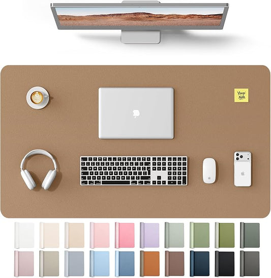YSAGi Leather Desk Protector, Office Mat, Large Mouse Mat, Non-Slip PU Leather Blotter, Laptop Desk Mat, Waterproof Writing Pad for Office and Home(Khaki, 40" x 24") by YSAGi