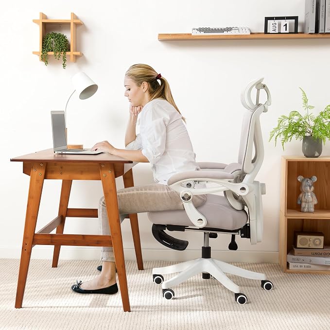 Nnewvante 46" Bamboo Writing Desk with Drawers for Home Office, Brown | Work Study Laptop Table, Computer Desk with Storage for Bedroom, Modern Simple Style - Image 3
