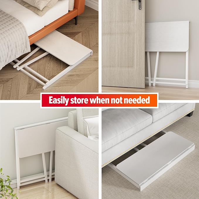 WOHOMO Folding Desk, 31.5" Foldable Computer Table for Small Spaces, White | Easy Assembly and Fold, Sturdy Home office desks for Study Bedroom Dorm Space Saving Writing Work Apartment - Image 4