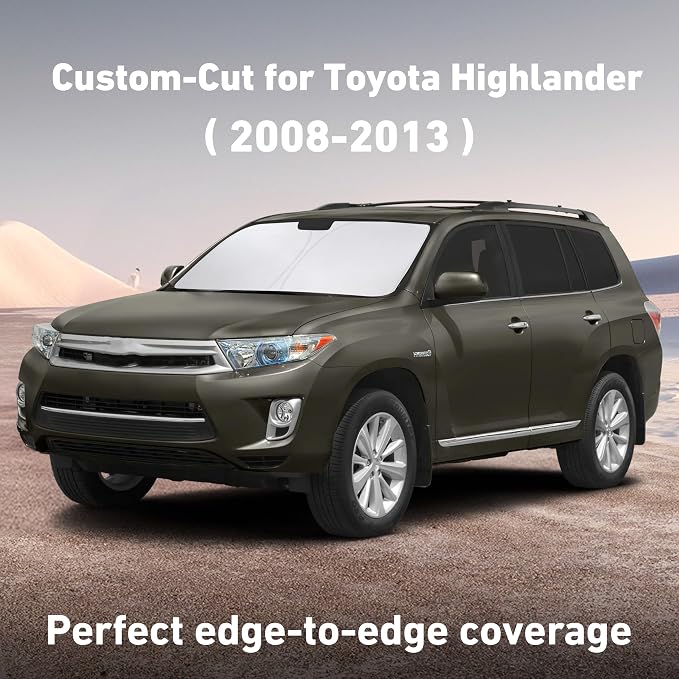 EcoNour Windshield Sunshade Compatible for Toyota Highlander 2008-2011 2012 2013, Sun Visor for Front Windshield & Window Sun Shade Cover, UV Heat Blocker & Protector, Car Accessories - Image 2