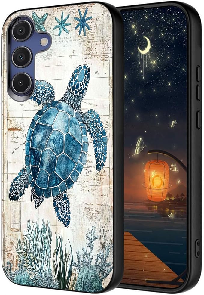 Designed for Galaxy S25 FE Phone Case,Slim Silicone Shockproof Protective Case for Galaxy S25 FE 6.7 inch,Sea Turtle Illustration by Unknown