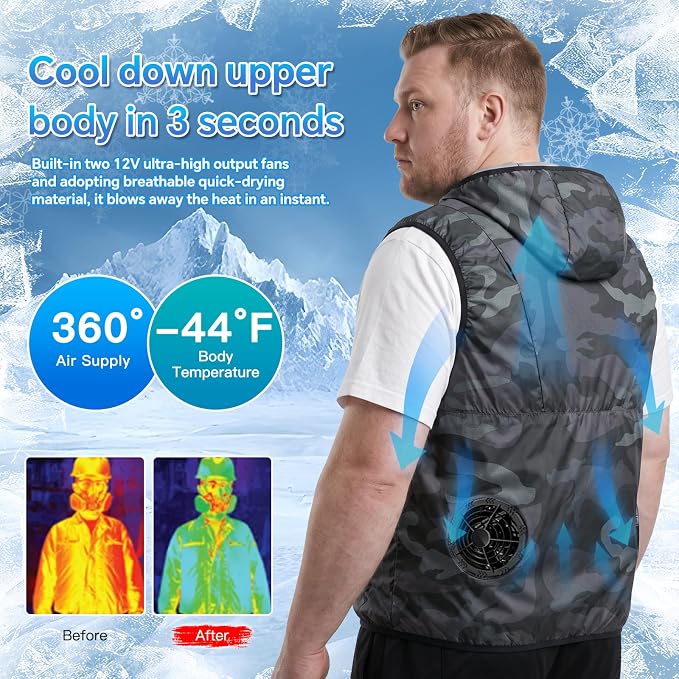 Cooling Vest with 30,000mAh Battery Pack,2 High-Speed Cooling Fans Jacket Air Conditioned Workwear for Summer - Image 2