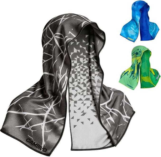 CAMBIVO Cooling Hoodie Towel for Men and Women, Lightweight Breathable Sun Protection Cover for Head, Neck, Ears, Face, Cooling Clothing for Extreme Heat, Sports Outdoors, Travel by CAMBIVO