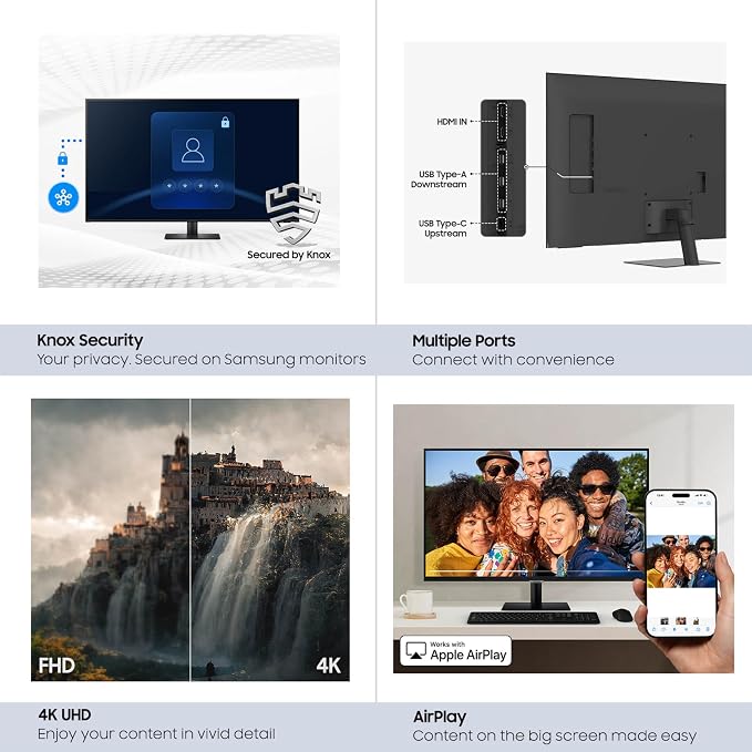 Samsung 43” Smart Monitor M7 (M70F) 4K UHD Display, Samsung Vision AI, Smart TV Apps, Gaming Hub, USB-C, HDMI and USB-A, Black, LS43FM702UNXZA, 2025 - Image 9