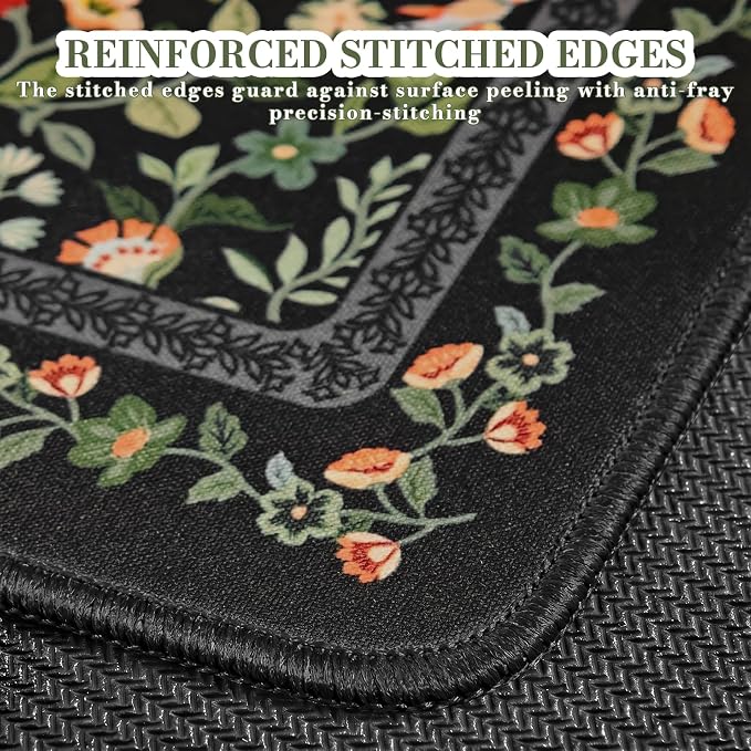 iCasso Aesthetic Small Mouse Pad, 9.5x7.9in,Home Office, Black Floral | Mini Portable Travel Mousepad, Anti-Slip and Comfortable Cloth Mouse Mat with Stitched Edges for Computer, Home - Image 4