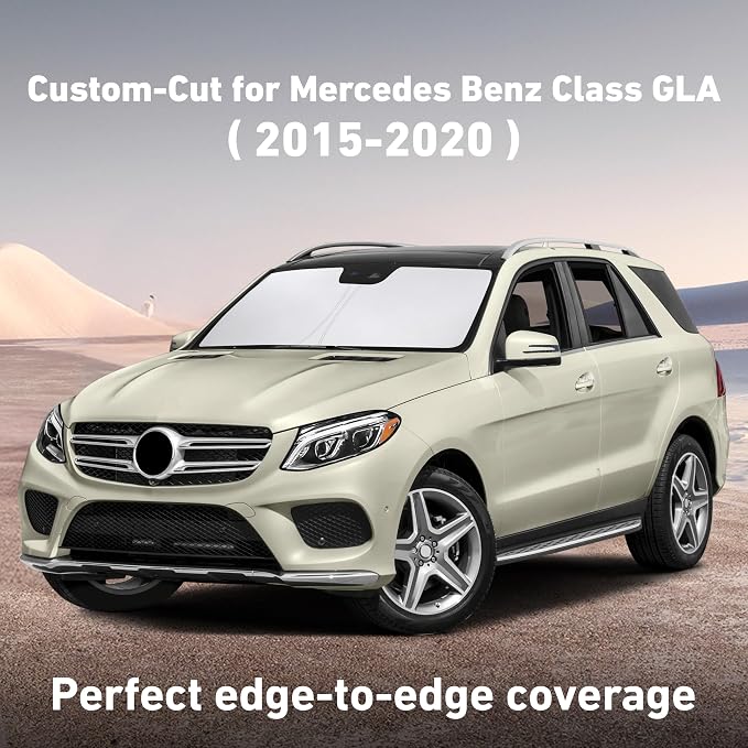EcoNour Windshield Sunshade Compatible for Mercedes Benz GLA Class 2015-2018 2019 2020, Sun Visor for Front Windshield & Window Sun Shade Cover, UV Heat Blocker & Protector, Car Accessories - Image 2