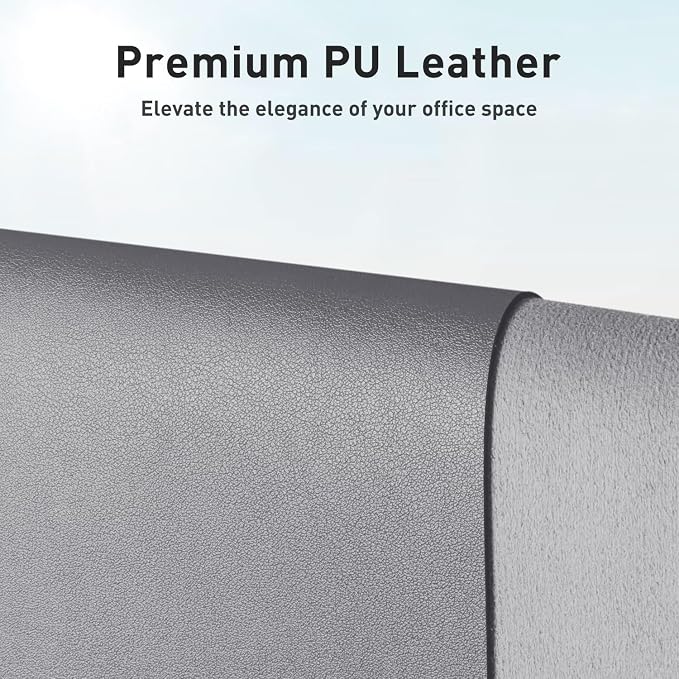 Aothia Leather Desk Pad Protector, Mouse Pad, Office Desk Mat, Non-Slip PU Leather Desk Blotter, Laptop Desk Pad, Waterproof Desk Writing Pad for Office and Home (48"x17", Light Grey) - Image 2