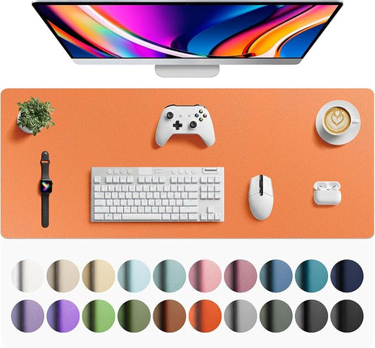 Aothia Faux Leather Desk Mat - Large Mouse Pad, Non-Slip PU Leather Blotter, Waterproof Writing Surface for Office and Home (Hermes Orange, 42" x 17") by AothiaSimpleNaturalUnique